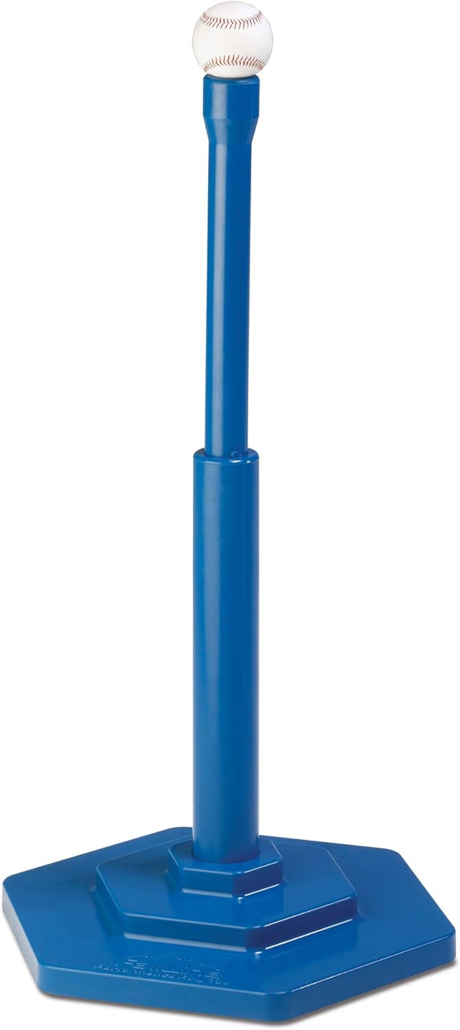 FallLine Premium Single Position Batting Tee w Hexagonal Base in Blue Baseball