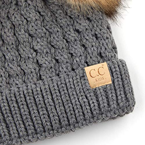 Image of C.C Exclusives Children Kid Double Pompom Knitted Beanie for Kids Ages 2-5 (KID-23)(KID-24)(KIDS-2055)