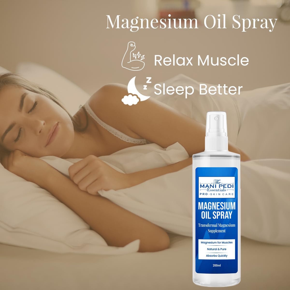 TMPE Magnesium Oil Spray. Quick Absorbing Topical Magnesium supplement. Relieves Muscles & Joints, Promotes Better Sleep -200ml Pack of 2 4