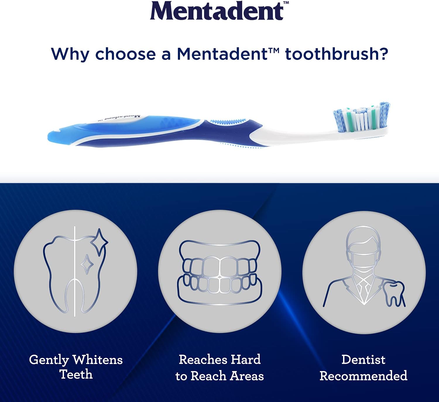 GuruNanda Mentadent Manual Toothbrush for Adults & Kids - Extra Cleaning with Soft Bristles for White Teeth Family Pack of 4
