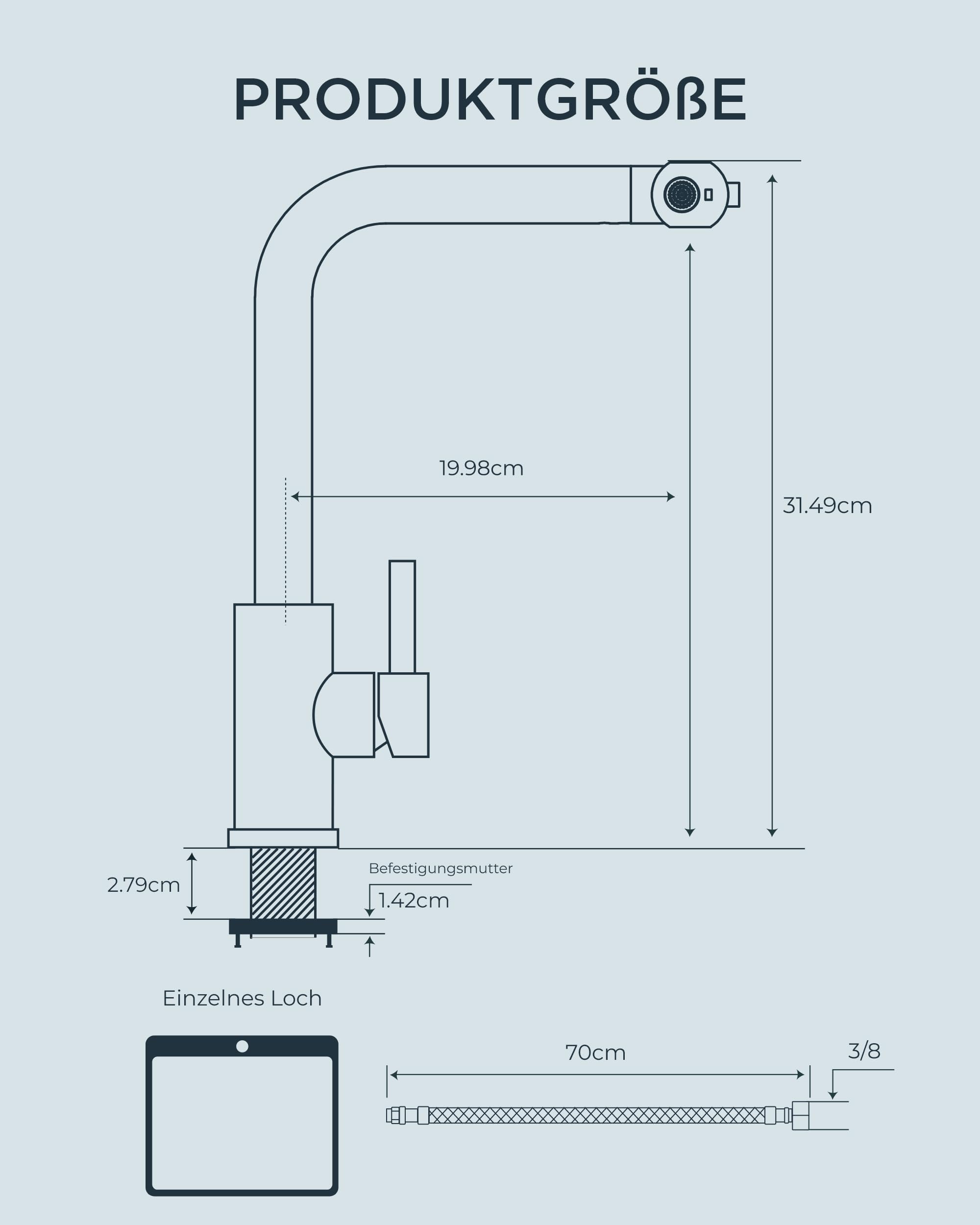 FORIOUS Küchenarmatur, Hochdruck Wasserhahn Küche Ausziehbar mit Brause, 360° Drehbar Mischbatterie Waterfall Spültischarmatur Einhebelmischer mit 3 Strahlarte, Schwarz