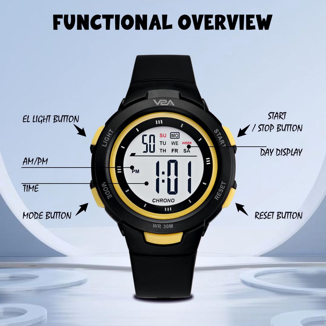 V2A Girls Multicolor Digital Watch - White Resin Band Sports Watch for Kids Ages 5-13 | Birthday Gifts 3