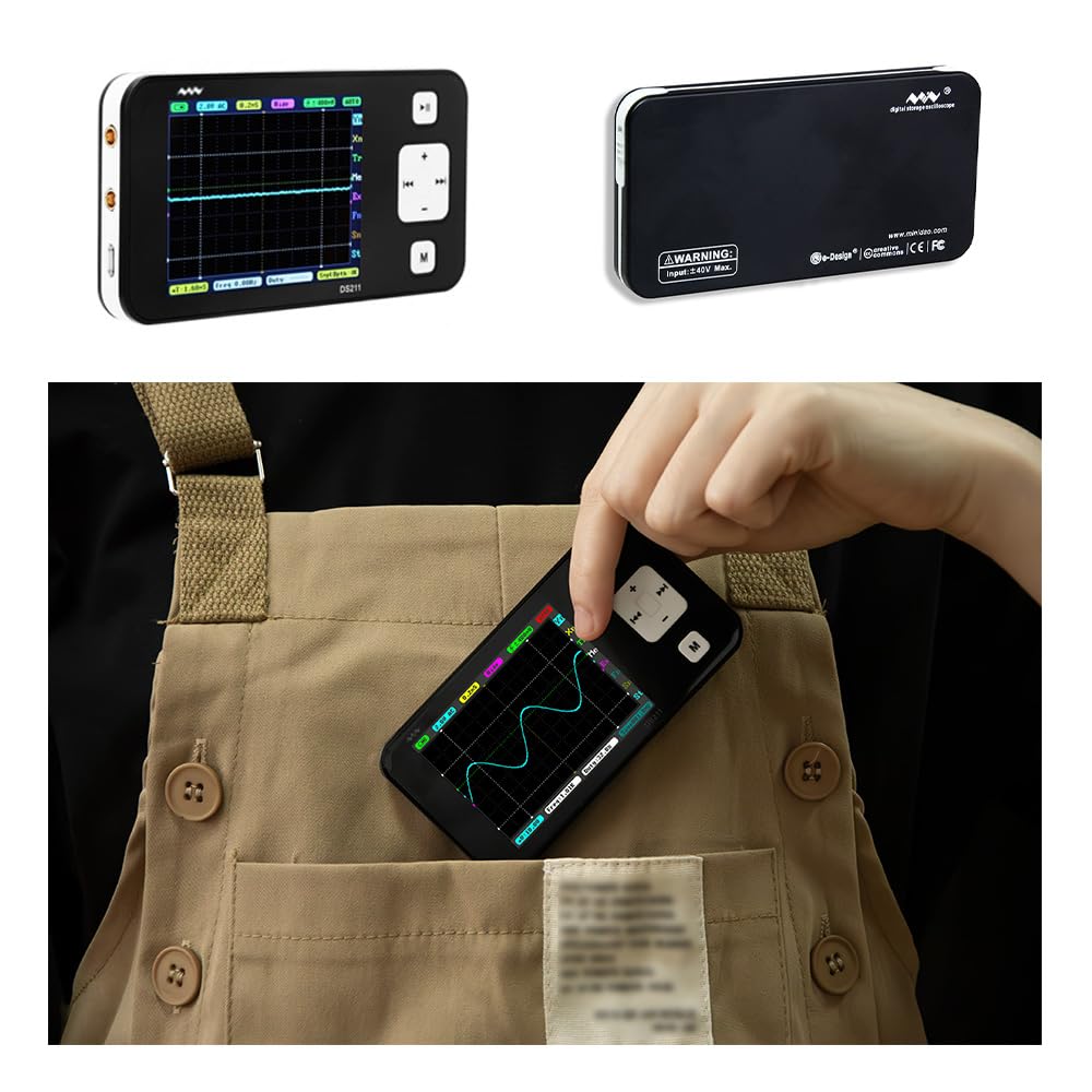 MINIWARE Pocket Oscilloscope DS211, Portable Oscilloscope Mini Size Handheld, Built-in Rechargeable Battery, 1 Channel, 200Khz Bandwidth, Entry Level Oscilloscope for Beginner (B08DG1C129) Amazon Price History, Amazon Price Tracker