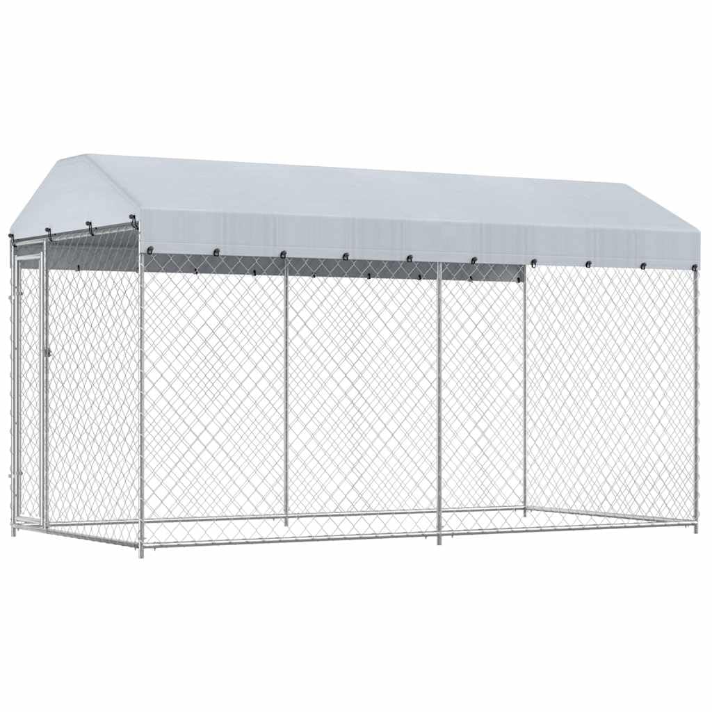 vidaXL Chenil d'Extérieur pour Chien avec Toit à Baldaquin Enclos Cage Chiots