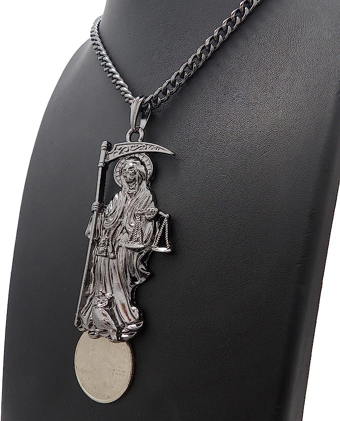 Miniatura 6 de Shiny Jewelers USA CAJA DE COLGANTE CUBANA CUBANA CUBANA PARA HOMBRE SANTA MUERTE NUESTRA SEÑORA DE LA SANTA MUERTE