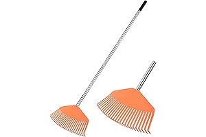Sturdy and Adjustable 25 Plastic Tines Rake for Efficient Lawn and Garden Maintenance