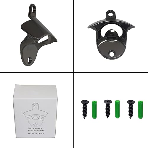Miniatura 5 de Gun-metal negro montado en la pared abrebotellas de cerveza magnético con tapa de botella magnética