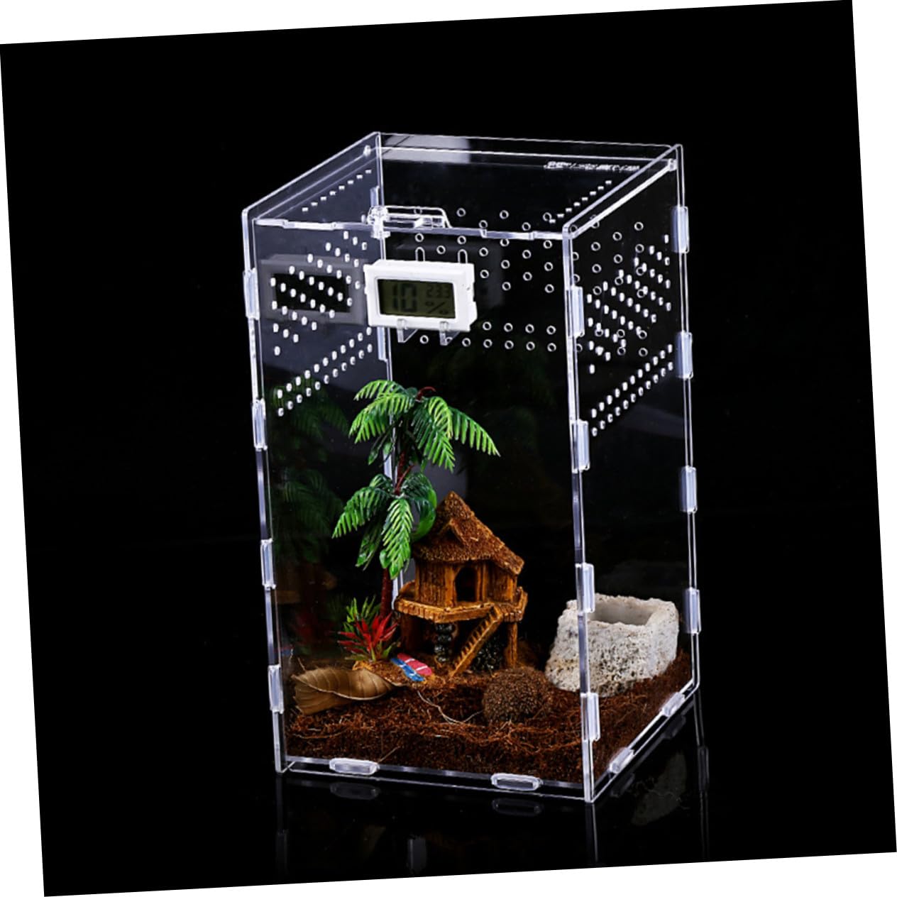 Toyvian Caja de Cría para Reptiles y Insectos de Acrílico Transparente Orificios Ventilados, Tapa Extraíble y Fácil Limpieza, Adecuado para Terrario Doméstico y Cría, Arañas o Isópodos
