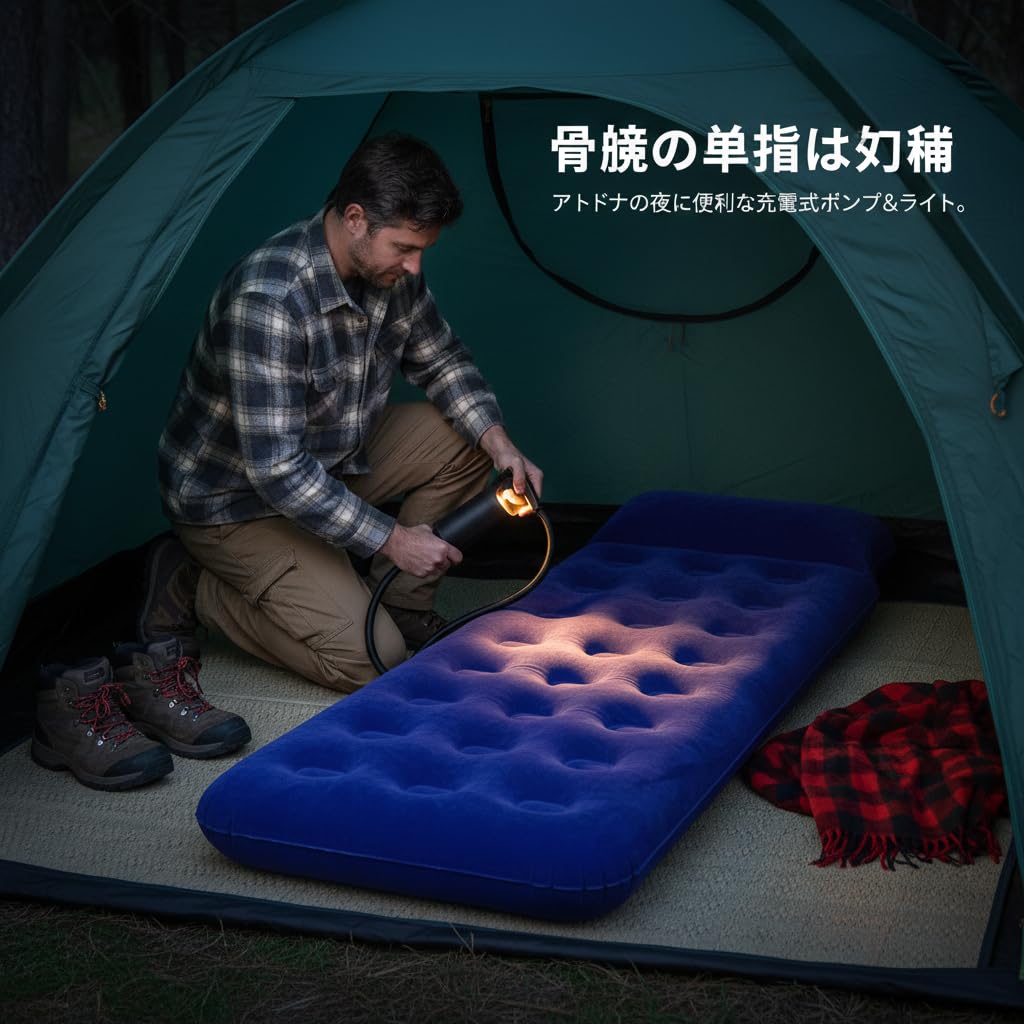Colchón Inflable Portátil Camping, Plástico, camping, exterior, tejido compuesto, bomba manual, almohada, bolsa, pegamento, hogar, uso , Cama individual con bomba eléctrica , 191*73*22cm