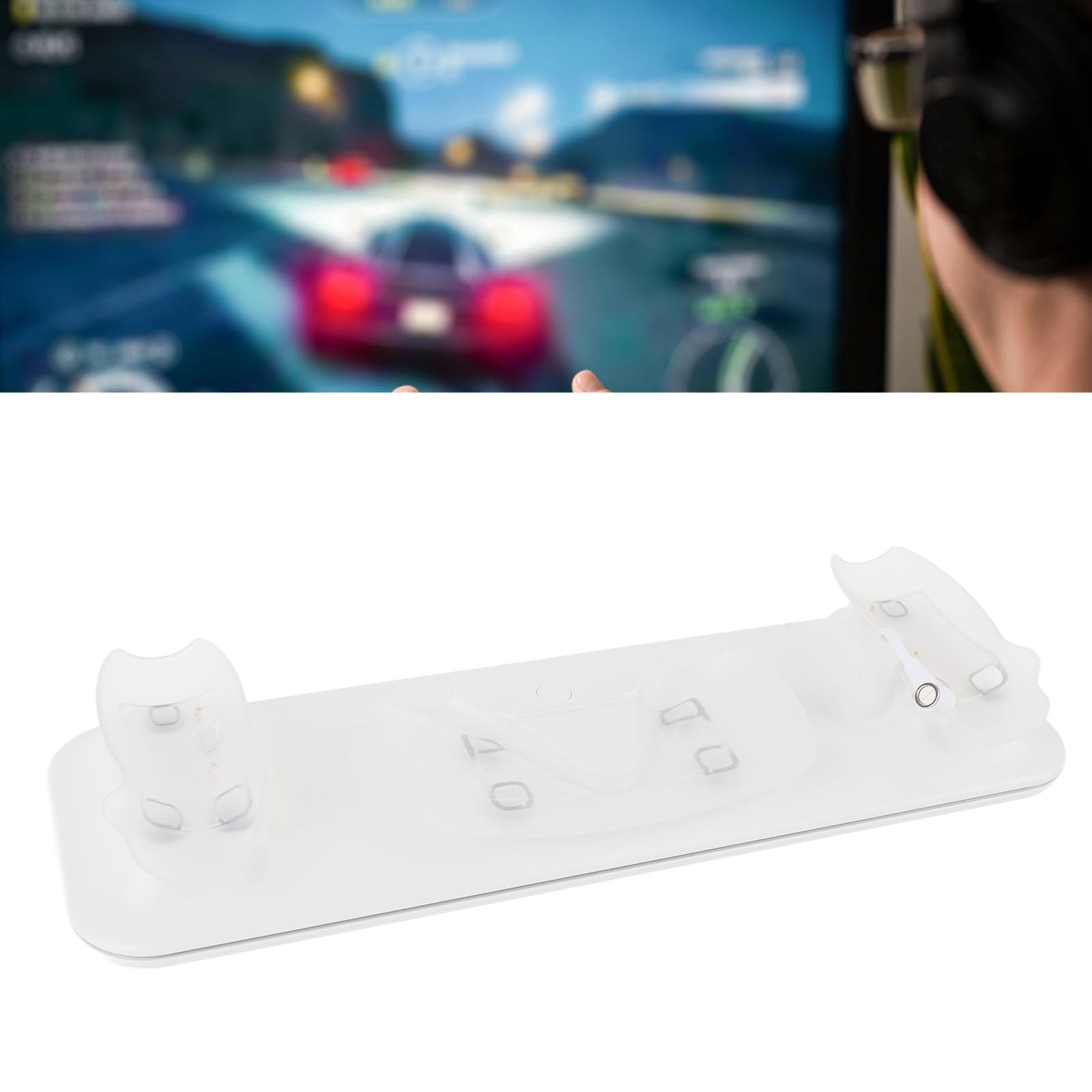Cuifati Stazione di Ricarica VR per Visore 3S e Controller con Impugnatura, Supporto di Ricarica Magnetico con Luce RGB, Dock di Rapida per Visore e Controller VR