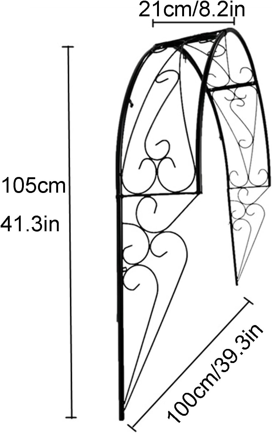 Wall Mounted Garden Arch Trellis for Climbing Plants, Metal Garden Arbor Trellis for Gardens, Balcony, Windows, Doors and Entrances(Color:Black,Size:100cm/39inch)