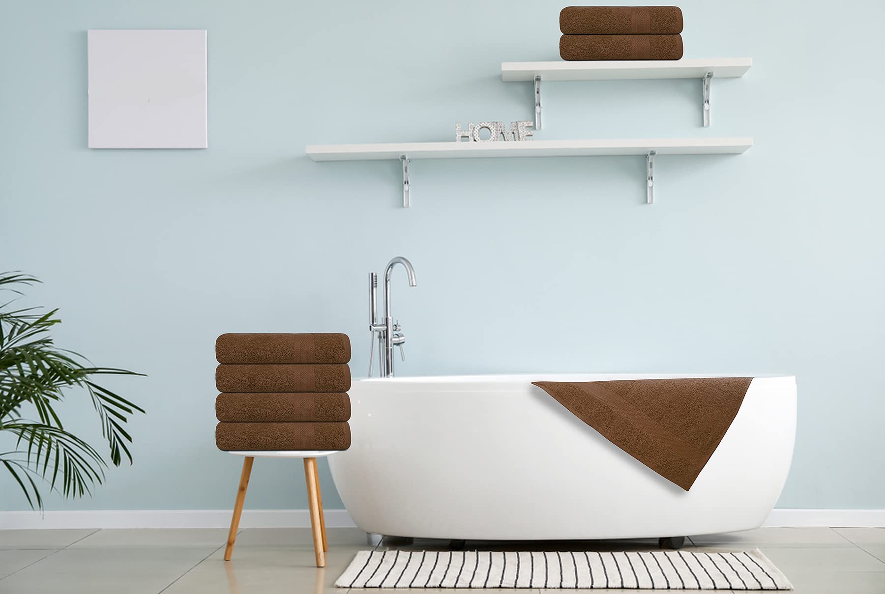 TEXCRAFT Bath Towel, Cotton Terry Towels for Bathroom, Towel Set - Quick Dry - Highly Absorbent - Soft Feel - 24 x 46 Pack of 6 for Shower - Hand Towel for Daily Use - Acorn