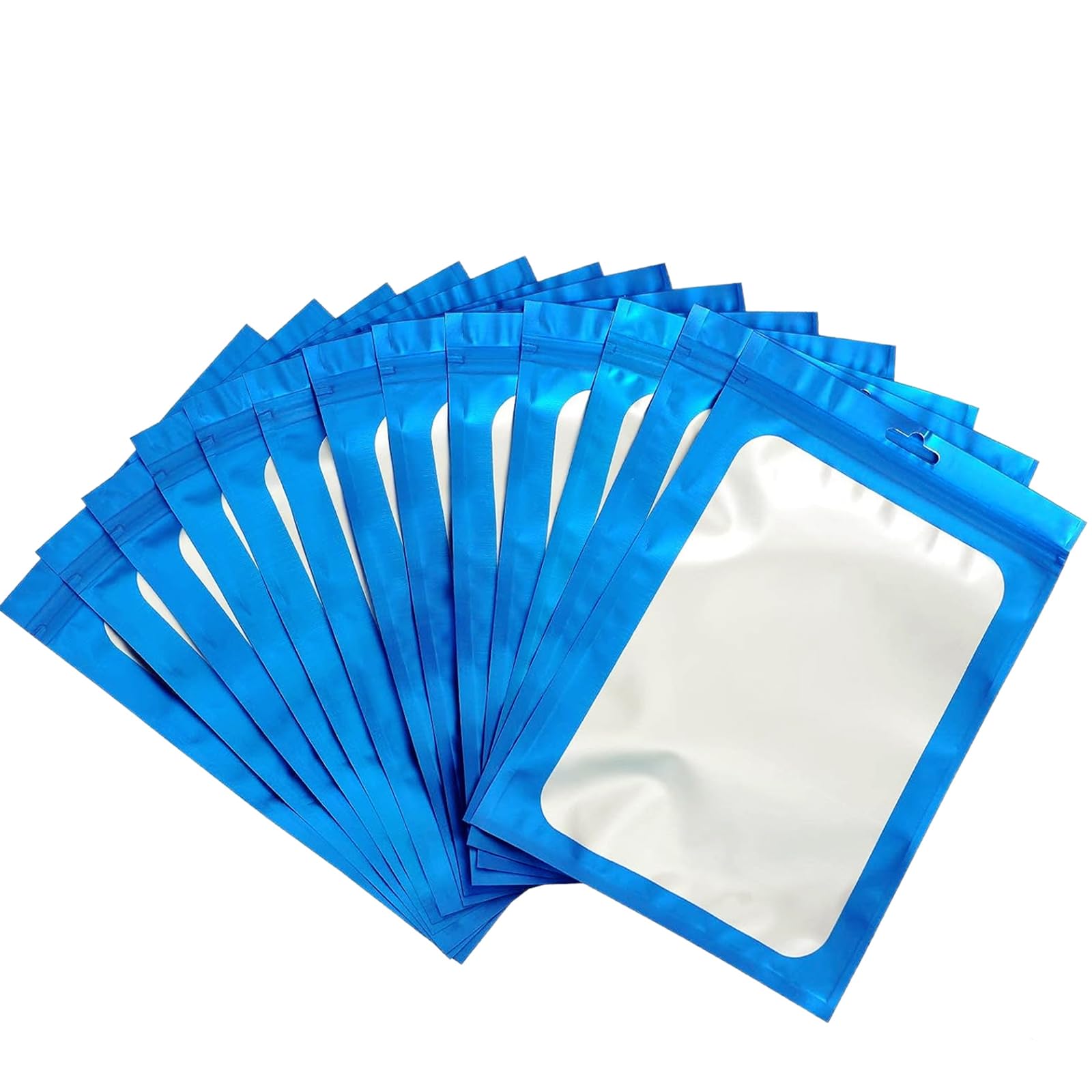 100pcs Blue Mylar Ziplock Bags - Foil Sealed, Holographic Plastic Packaging, 6x10cm Smell Proof, Resealable, Sample, Storage, Grip Seal Bags for Food, Jewelry