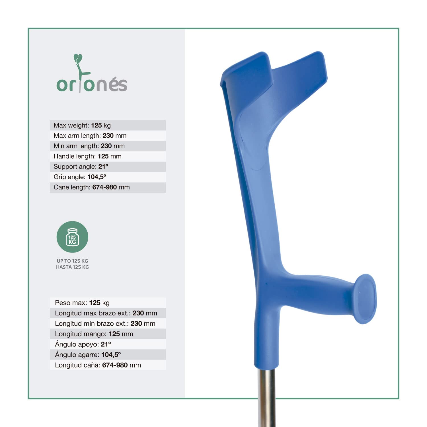 Muletas Adulto Regulables Aluminio, Pack de 2 Unidades. Ortopédicas con Contera Antideslizante. Anatómicas y Resistentes. Ajustables con Práctico Clip. Muletas Azules. Fabricado en España