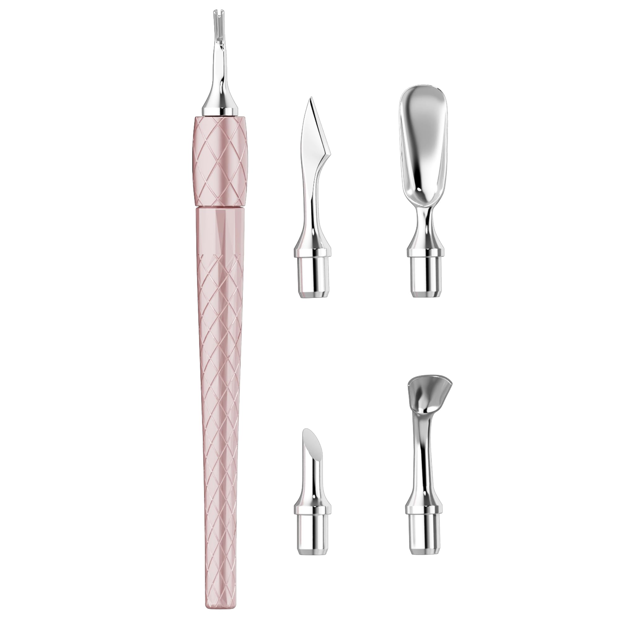 Juego de empujador de cutículas 5 en 1 con mango de aluminio, herramienta de limpieza de uñas de precisión para manicura y pedicura