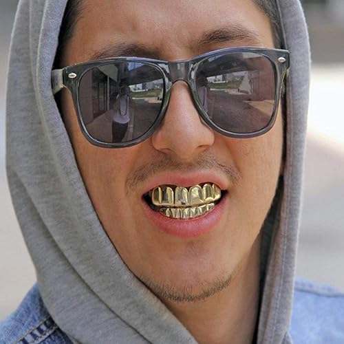 Miniatura 2 de NUOBESTY Parrillas doradas de dientes Hip Hop para boca superior inferior, Metal