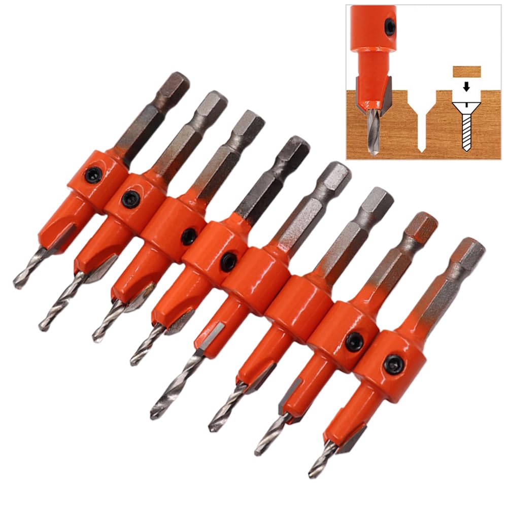 8 sztuk 1/4 "Pogłębiacz Pogłębiacz Pogłębiacz Wiertło Wiertło Wiertło Frezarka do obróbki drewna Śruba Extractor Router