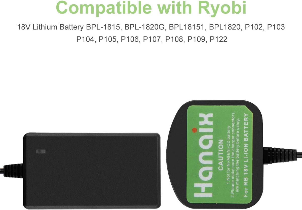 P117 for Ryobi 18V Battery Charger One+ Li-ion Battery P102 P103 P104 P105 P106 P107 P108 P109 P122 P189 P190 BPL-1815 BPL-1820G BPL18151 BPL1820 RB18L15