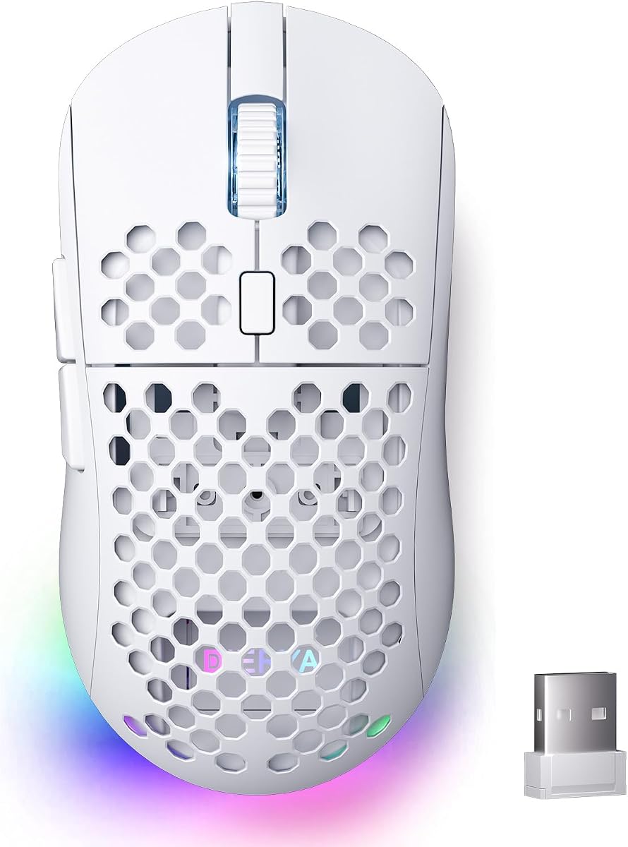 Ratón Inalámbrico para Juegos M1, 24000DPI, Batería de 180 Horas, 16,8M RGB, 6 Botones Programables, Ligero, Trimodo (2.4G/BT5.2/USB-C) para PC/Mac/Laptop - Blanco