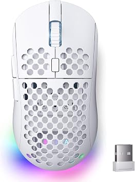 DIERYA M1 Wireless Gaming Mouse, 24000DPI, 180Hrs Battery, 16.8M RGB, 6 Programmable Buttons, Lightweight, Tri-Mode 2.4G/BT5.2/USB-C for PC/Mac/Laptop - White