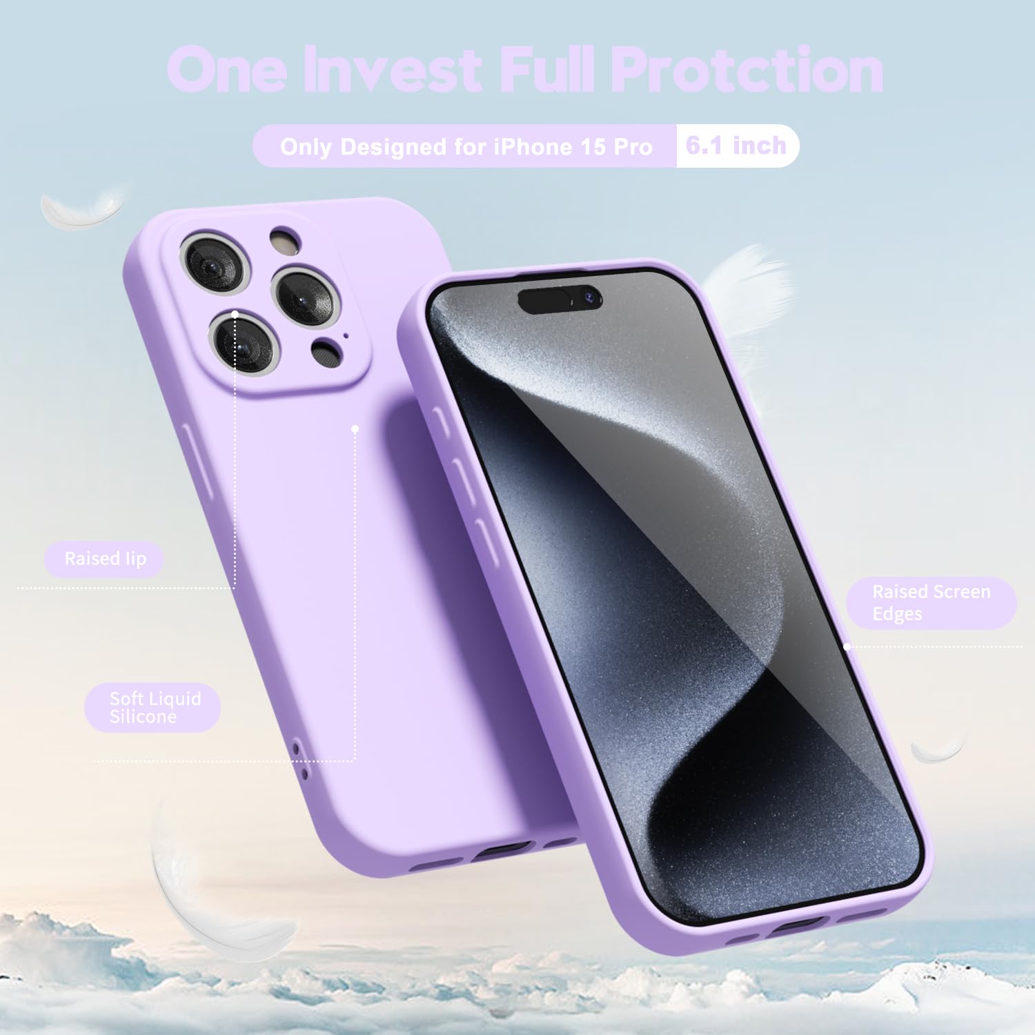 oakxco for iPhone 16 Pro Max Case Liquid Silicone, Soft Rubber Gel Elegant Aesthetic Basic Simple Cover, Cute Thin Slim TPU Matte Solid Color Plain Smooth Case for Women Girl, Light Pink — view 95