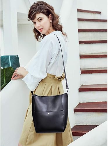 Vista 2 de BROMEN Bolsa Hobo para mujer, diseñada con cuero vegano, de hombro, bandolera