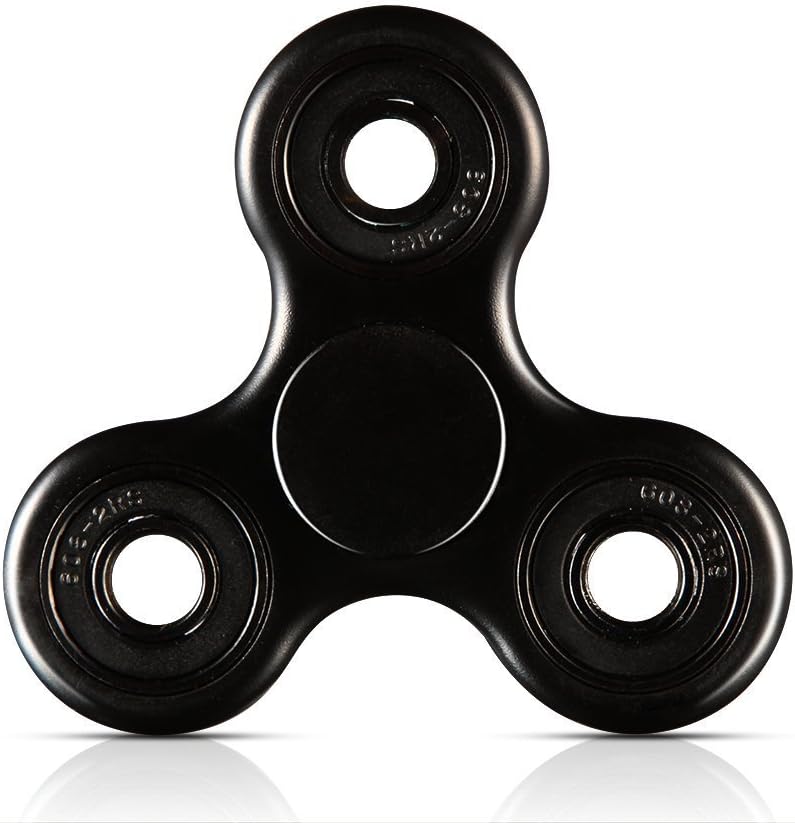 Yomaxer Fidget Spinner Tri-Hand Spinner 608 Hybrid Ceramic Bearing Nylon Solid Build Round Edge EDC Toy Good for ADHD ADD Autisms (Black)