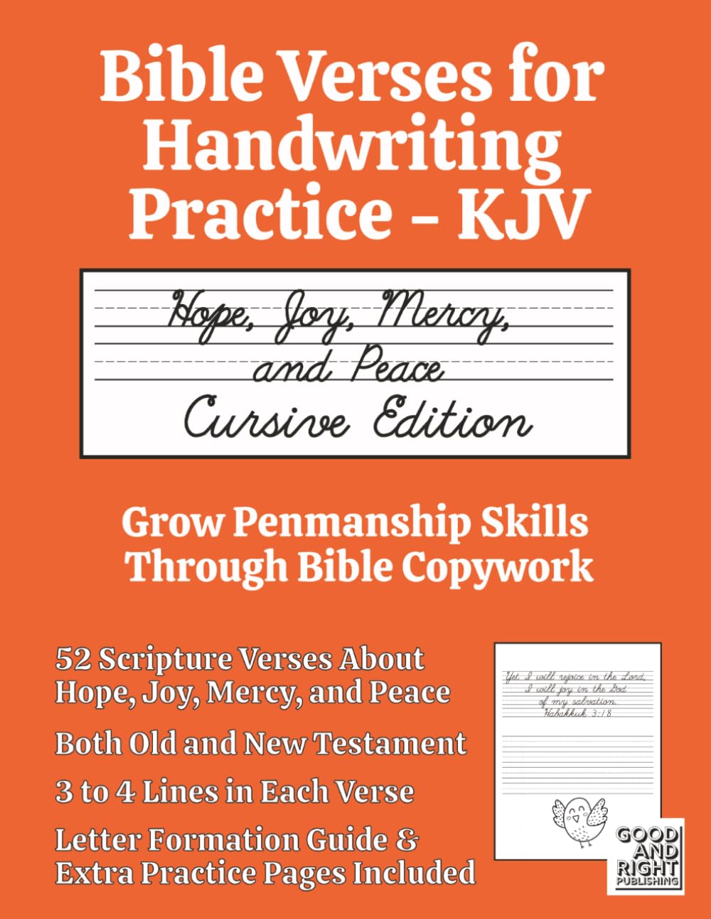 Bible Verses for Handwriting Practice - KJV: Hope, Joy, Mercy, and Peace Cursive Edition