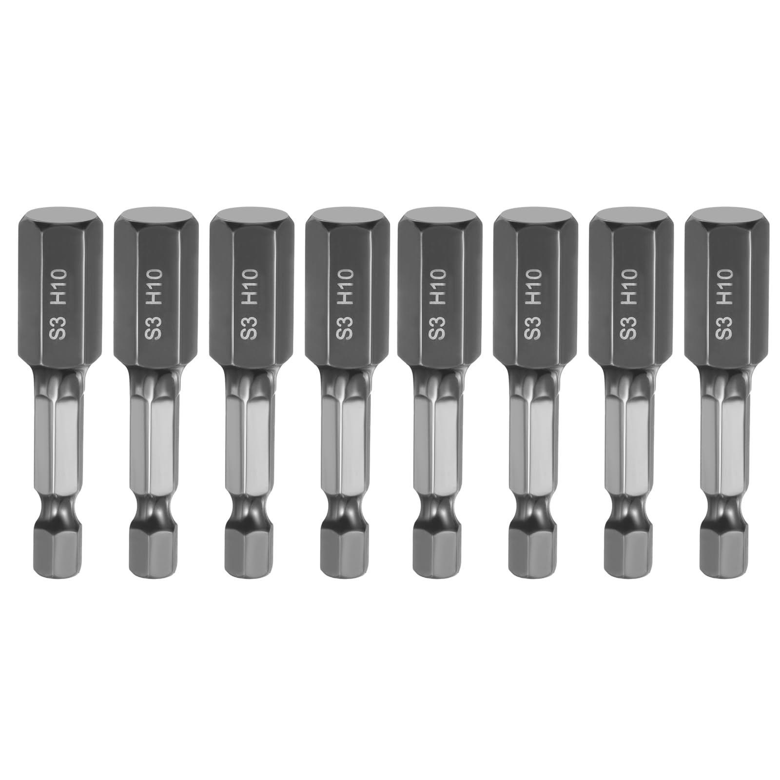 sourcing map 8pcs Flat Hex Head Drill Bit H10 (10mm) Magnetic Tip 1/4" Hex Shank 50mm (2") Long Mirror Polished Metric Hexagonal Screw Driver Screwdriver Bits Wrench Electric Power Tools