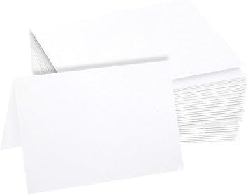 Hamilco Linen Cardstock Paper 5" x 7", 80 lb Cover, White, Blank Folded Greeting & Invitation Cards, 100 Pack