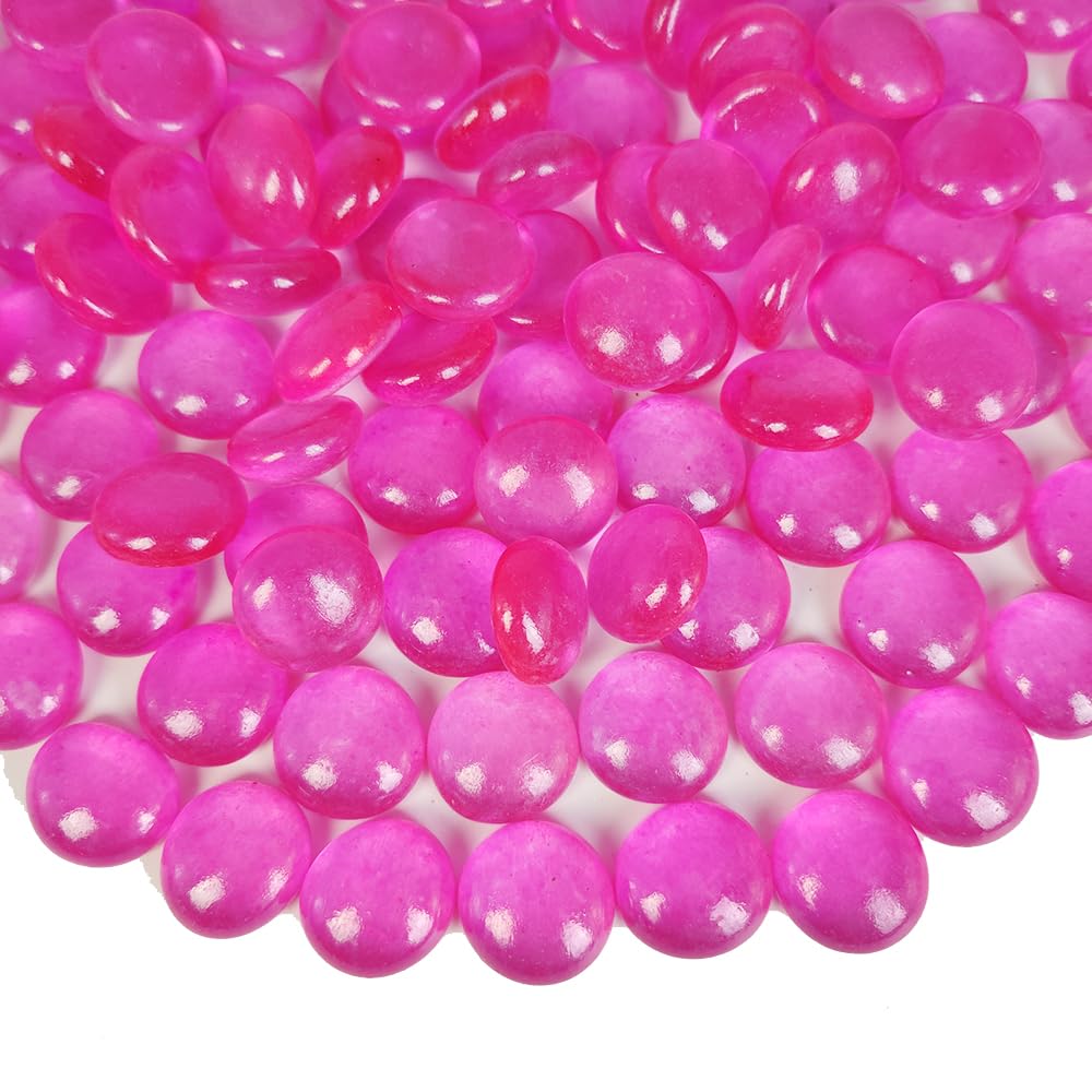 5 LB Decorative Fuchsia Glass Gems Flat Marbles Beads Home Accents Pebbles