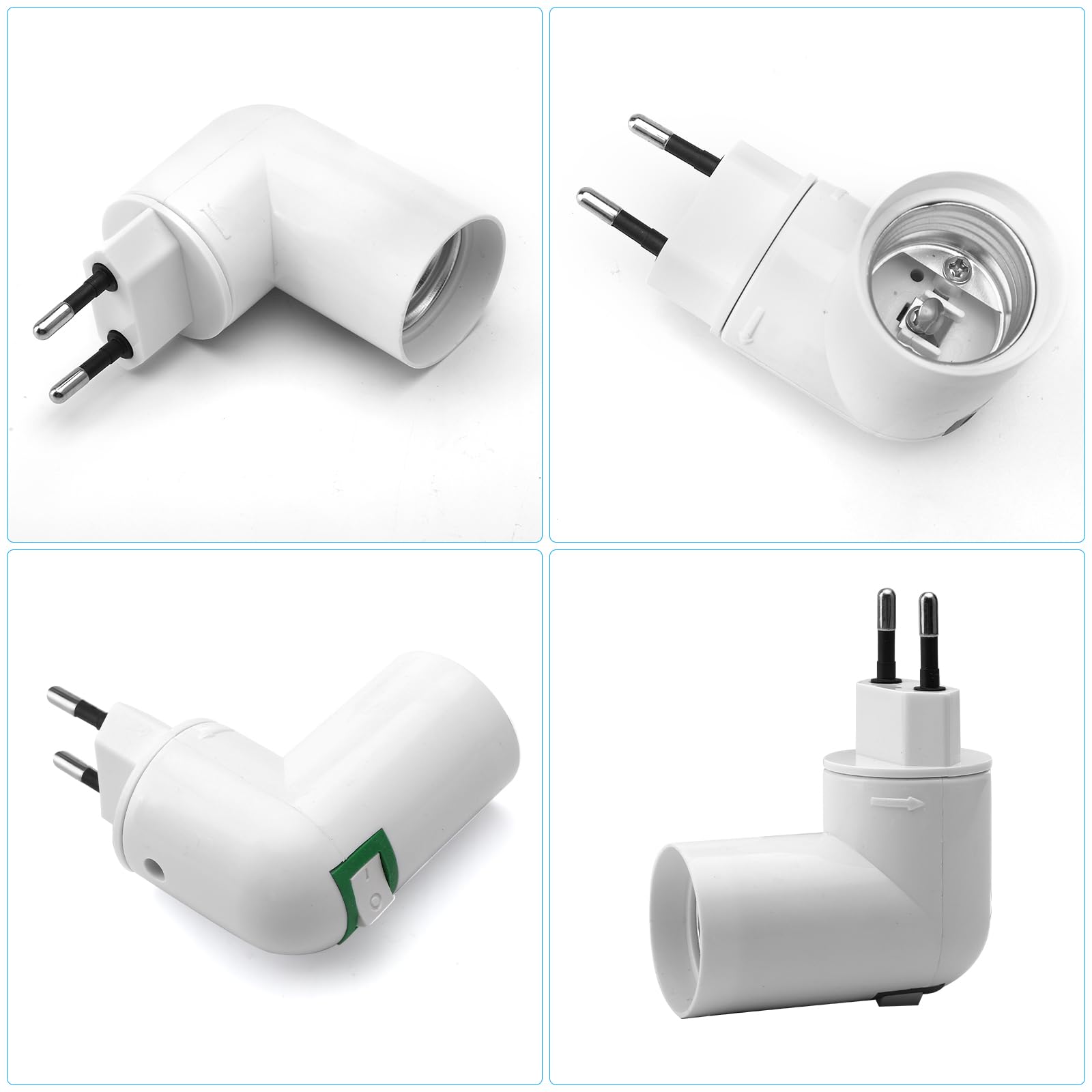 HENGBIRD 2 sztuki oprawek E27 do lampy 360° regulowana oprawa lampy z przełącznikiem, wtyczka EU, gniazdo wtykowe do żarówki, lampy ściennej, adapter cokołowy, lampa kuchenna, konwerter