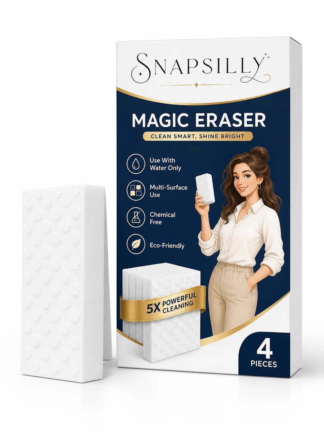Magic Eraser Sponge | Multi-Surface Cleaning Pad | Chemical-Free Cleaning Sponge | Water Activated Magic Cleaning Block for Kitchen | Bathroom, Wall & Shoes-image-14