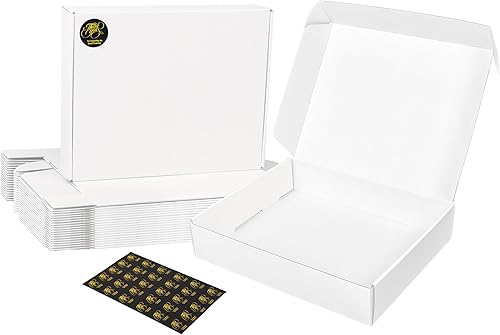 Cajas de envío blancas medianas de 10 x 8 x 2 pulgadas, paquete de 45 cajas de cartón corrugado para embalar regalos de correo de pequeñas empresas