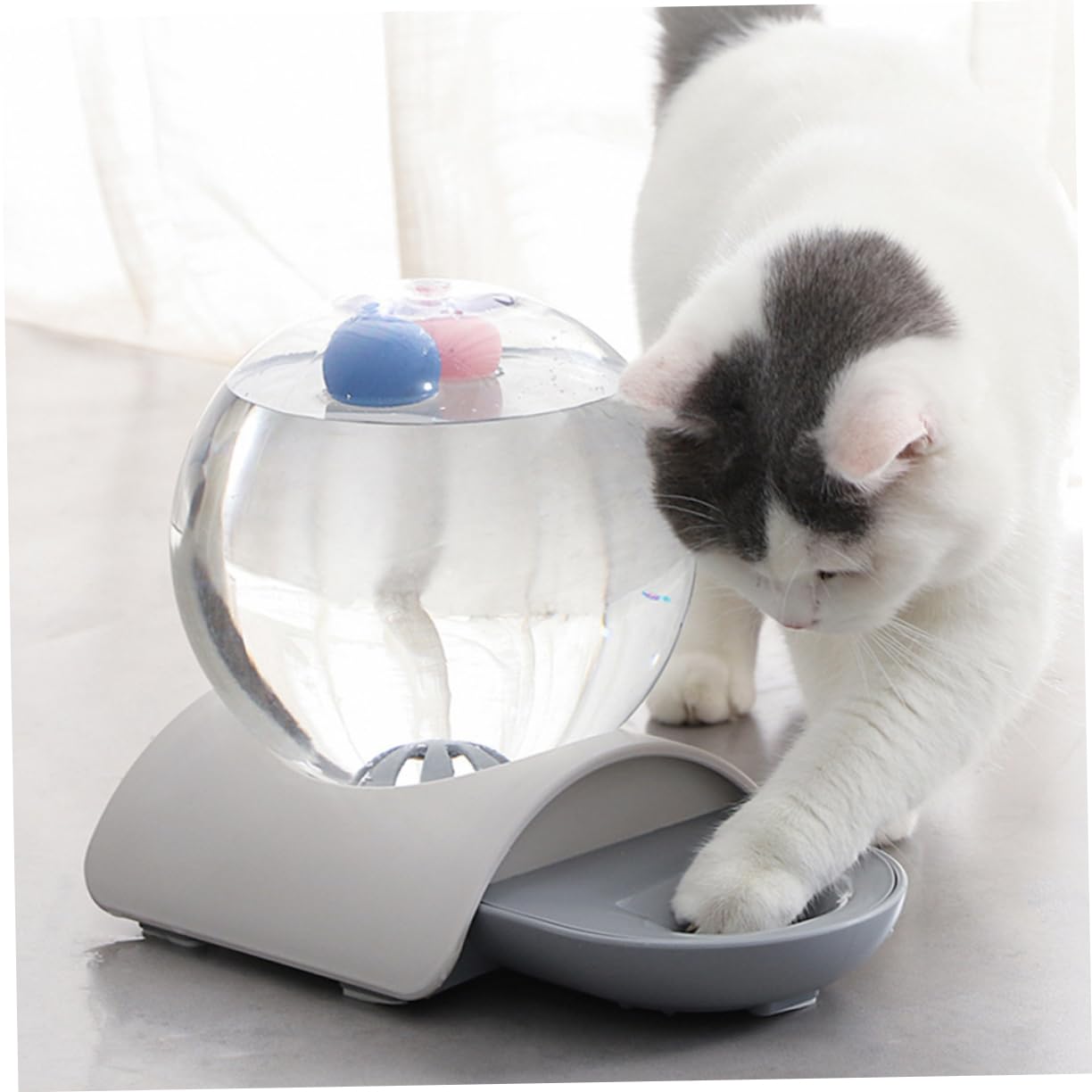 Bebedero Automático para Mascotas de 2, 8 litros en Abs | Transparente, Principio Sifón, Fácil de Limpiar, para Perros y Gatos, Uso Exterior