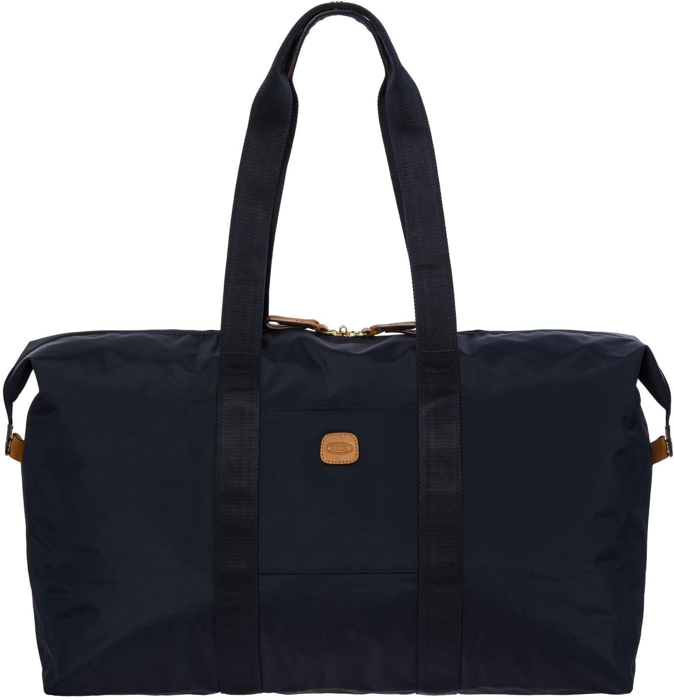 Bric’s X-Bag/X-Travel 2.0 Overnight Weekender Duffel, Water-Resistant Folding Carry-On with Leather Trim, Removable Shoulder Strap and Pass-Through Sleeve - Mini Bag Included – 22 Inch, Navy
