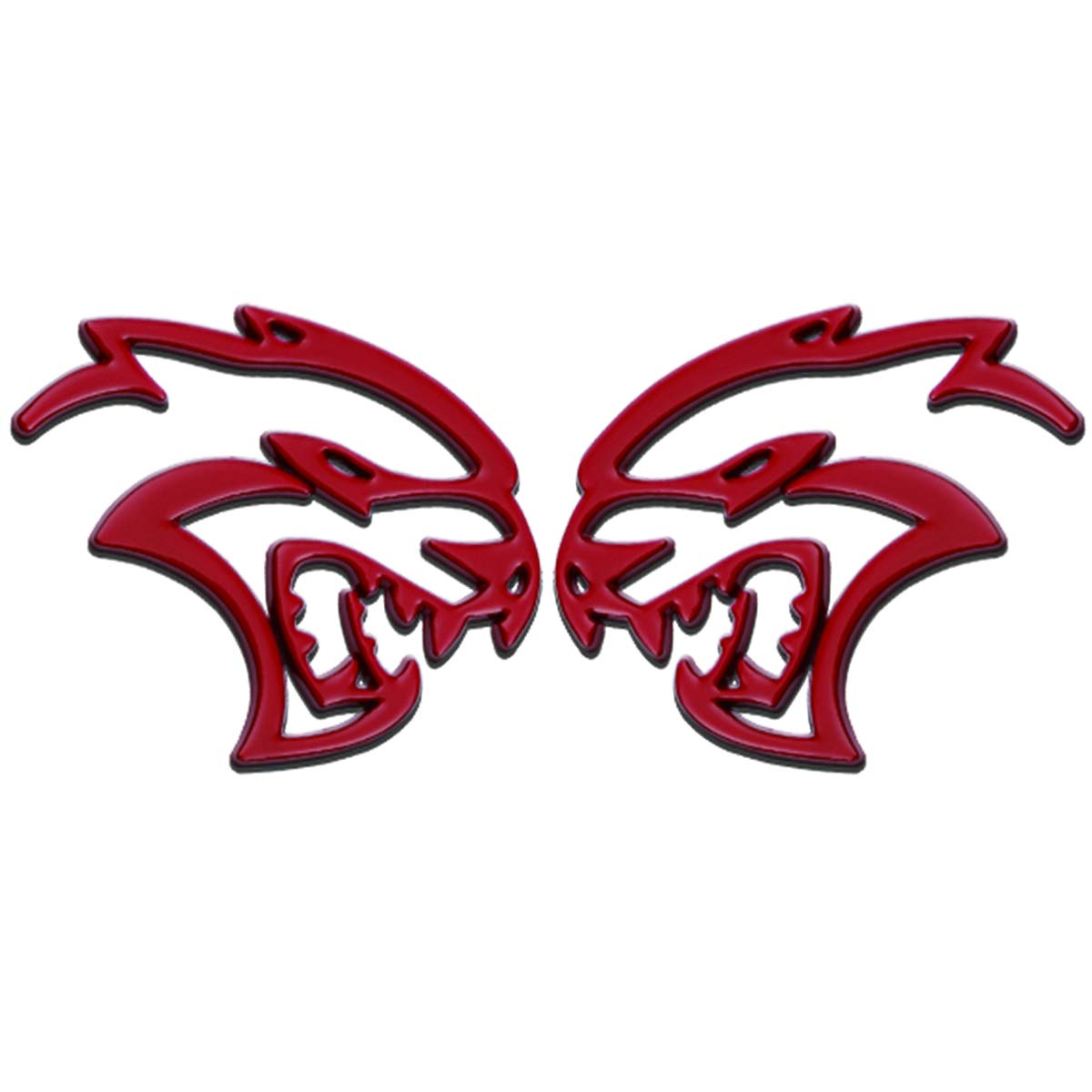 Carfans 3D Hell Cat Metal Car Sticker Dodge Coolway Car Logo Challenger Modified Metal Car Sticker Personality Car Tail Logo Hellcat Leaf Board Sticker (Red pair)