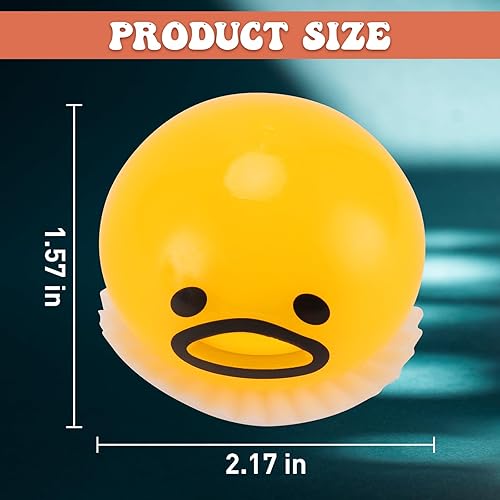 Miniatura 6 de FauKait Lindos juguetes redondos de succión y vómitos de yema de huevo perezoso de color amarillo juguetes de alivio de estrés con ventilación de