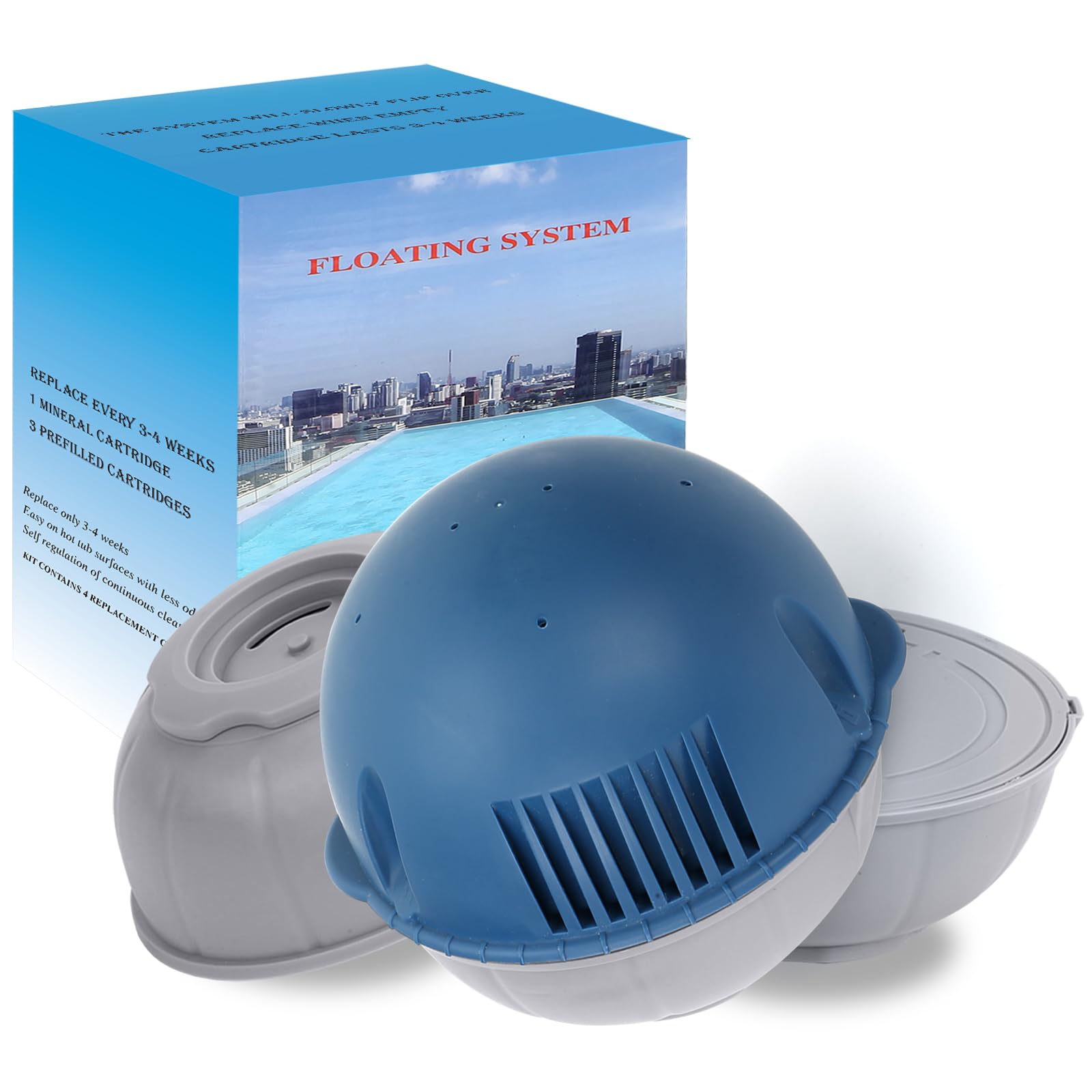 Hot Tub Floating System Mineralkartusche + vorgefüllte Ersatzkartusche 3er-Pack, kompatibel mit Frog Ease Floating System, selbstregulierende Wasseraufbereitung