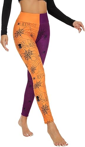 Vista 3 de Eyanse Leggings de Halloween, leggings de Navidad para mujer, cintura alta cepillada suave