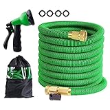 25 ft Garden Hose - Upgraded Expandable Water Hose Kit with 3/4 Solid Brass Connectors Fittings,...