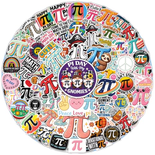 100PCS Pi Day Stickers – Funny Math π Stickers for Laptop Water Bottle, Cute Math Nerd Stickers for Students Teachers
