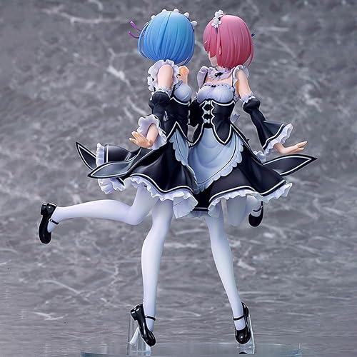 Miniatura 4 de Remu Ram Figura de 8.7 in Doble criada Estatua de Anime PVC Estatua de Computadora Decoración de Escritorio Decoración Regalo