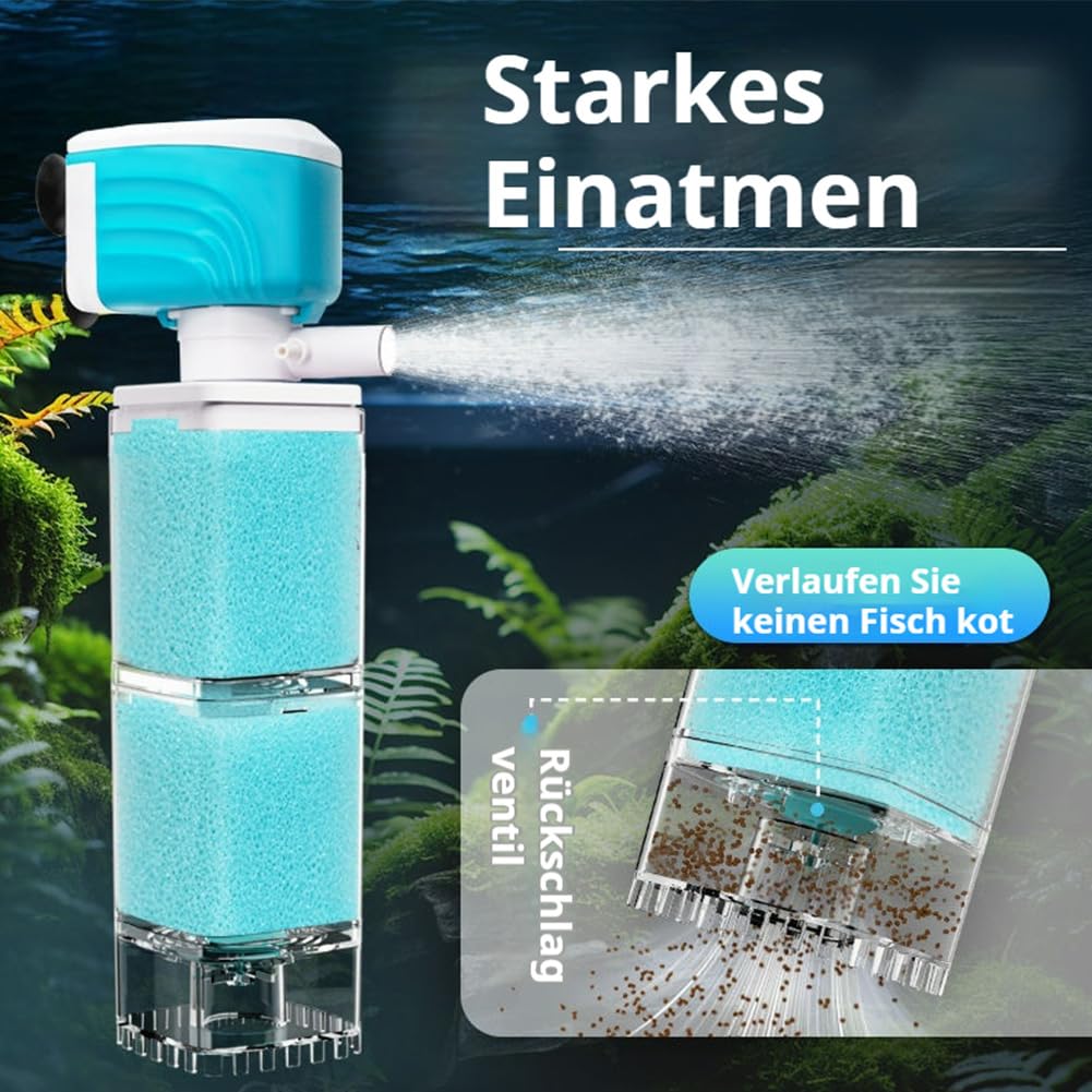 Automatisches Aquarium Filtersystem, Aquarium Filter, Quiet Aquarienfilter FüR Optimale Wasserreinigung Und Sauerstoffversorgung In Aquarien (35W/2450h)