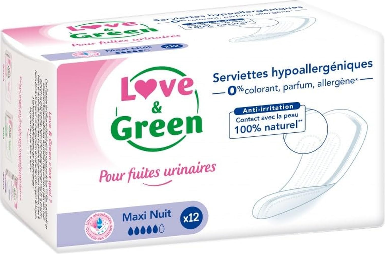 Love & Green Incontinence Night Napkins x 12