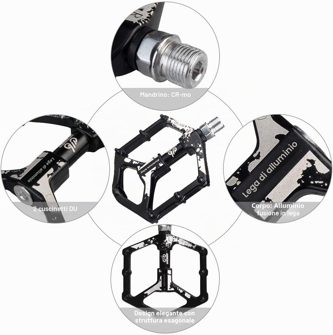LYCAON Pedali per bicicletta antiscivolo, 0,64 lb/coppia, 3 cuscinetti Pedali per MTB BMX MTB Road Bike