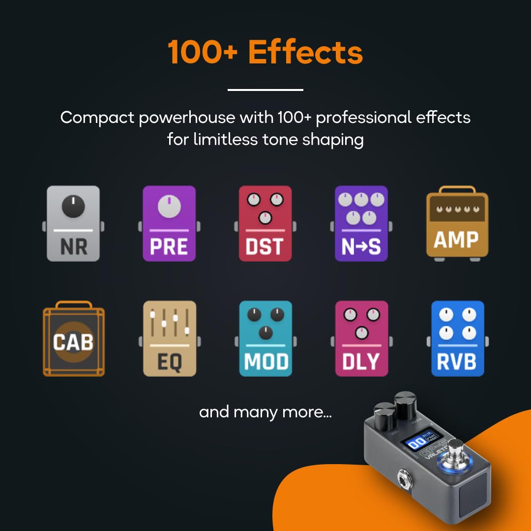 Valeton Processore multi-effetti compatto GP-5 - SnapTone e caricatore IR, oltre 100 effetti, Bluetooth, interfaccia audio USB