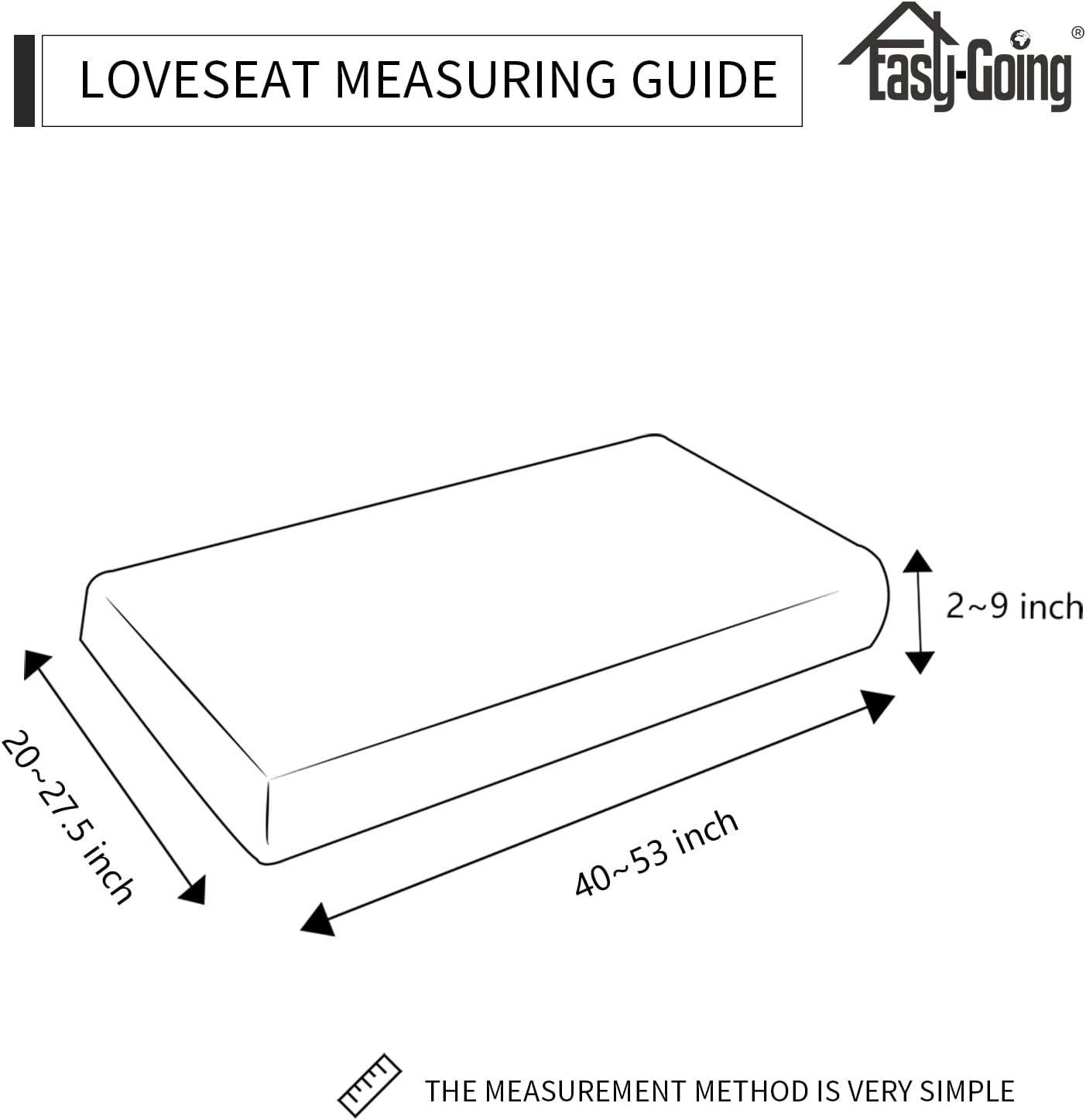 Easy-Going 100% Waterproof Loveseat Sofa Seat Cushion Slipcovers Couch Cushion Cover Stretch Furniture Protector for Kids, Pets (Loveseat Cushion, Navy)