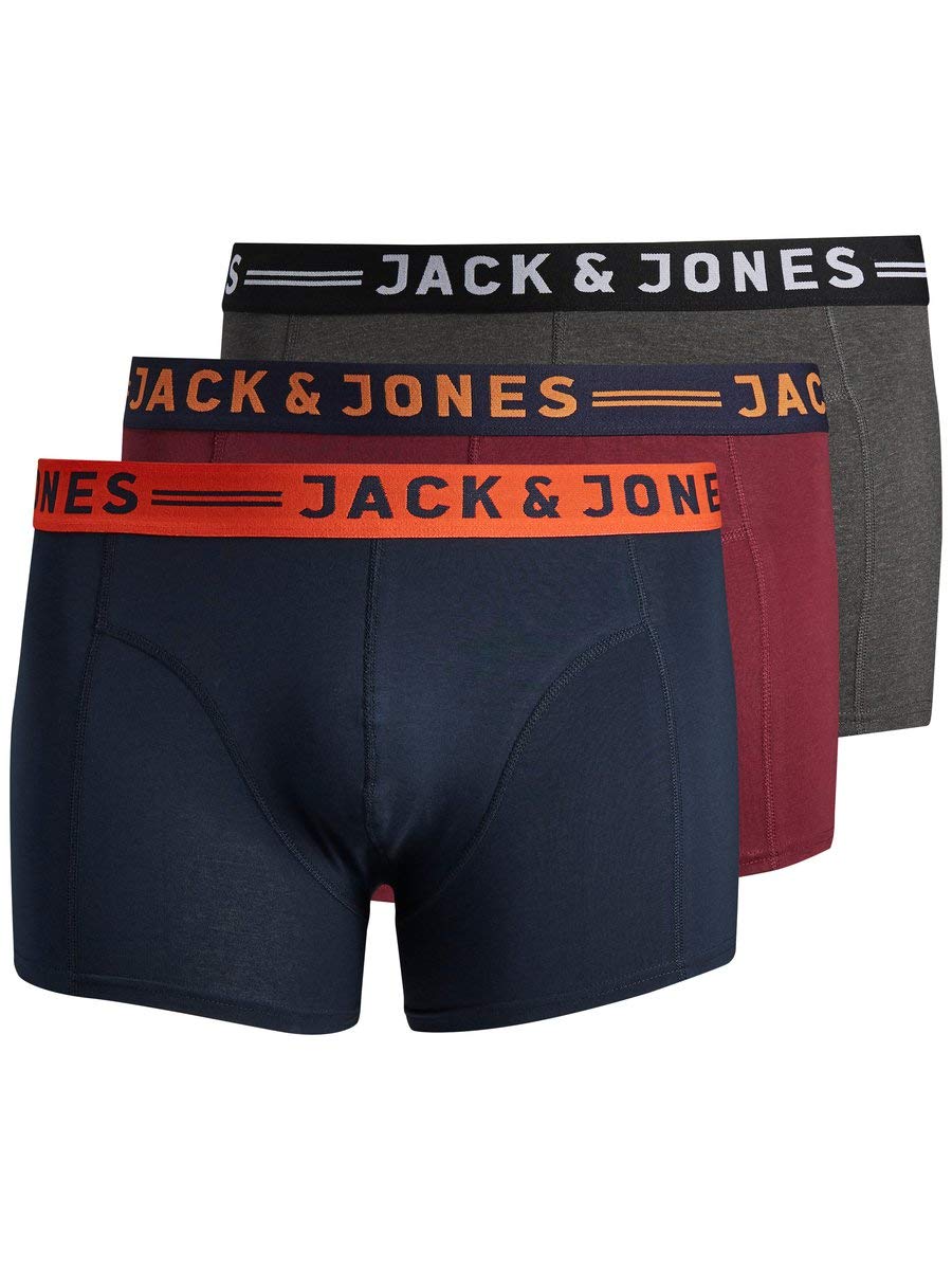 Jack & Jones Men's Burgundy Jaclichfield Trunks Noos 3 Pack Ps Boxer Shorts, Eu3xl Us1xl 3XL