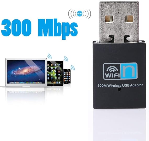 300Mbps USB WiFi Adapter, Wireless LAN Network Card Adapter Stick USB 2.0 Dongle for Desktop Laptop PC Windows 10 8 7 XP MAC OS (Plug-and-Play for Windows10)